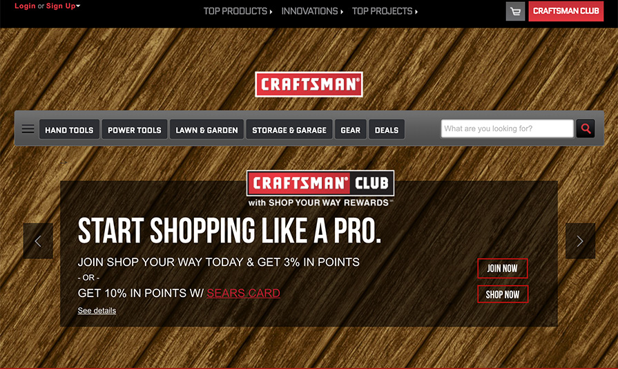 Craftsman homepage screenshot